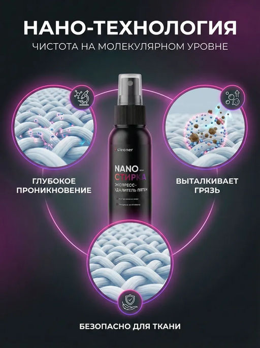 Экспресс-пятноудалитель Nano-Стирка 100ml icleaner  фото 20