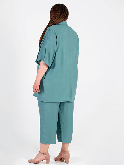 Костюм больших размеров женский бирюзовый летний - Almond фото 3