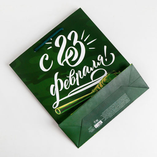 Цена за 2 шт. Пакет подарочный ламинированный, упаковка, «Броня крепка», M 26 х 30 х 9 см