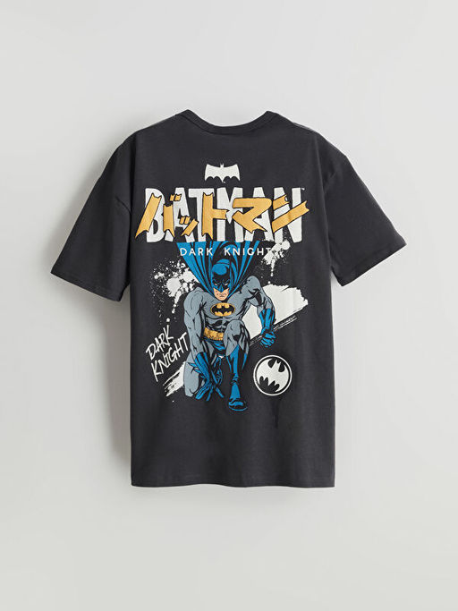 Bisiklet Yaka Batman Bask?l? Erkek ?ocuk Ti??rt