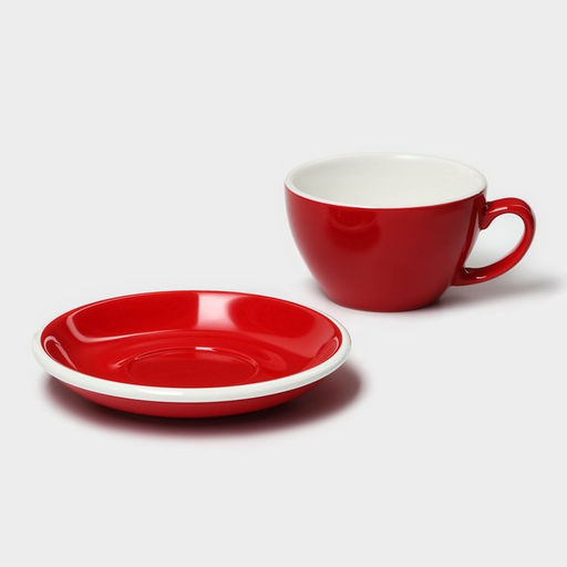 Кофейная пара фарфоровая Magistro Coffee time, 2 предмета: чашка 300 мл, блюдце d=15.5 см, цвет красный