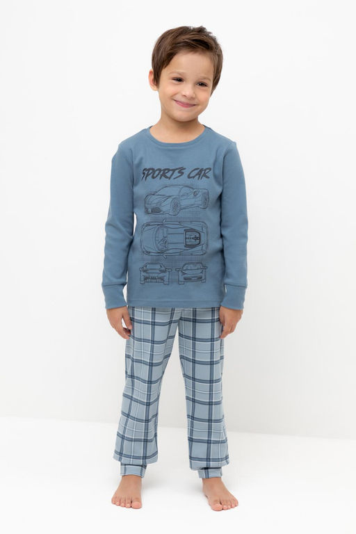К 1541/синий джинс,шотландская клетка пижама дет - Crockid фото 2
