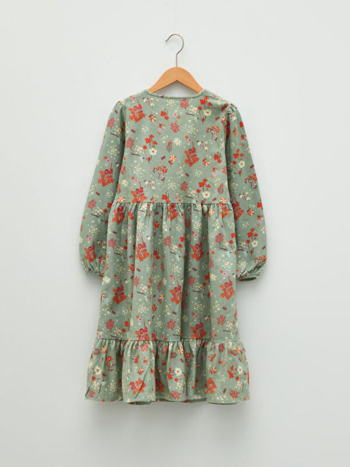 Bisiklet Yaka Desenli Uzun Kollu K?z ?ocuk Elbise - Waikiki фото 2