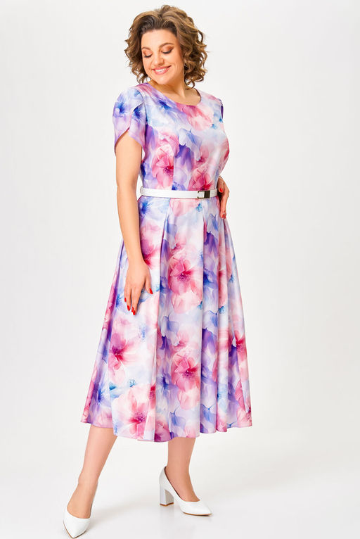 Платье Swallow 829 Принт Розово-голубые цветы фото 4