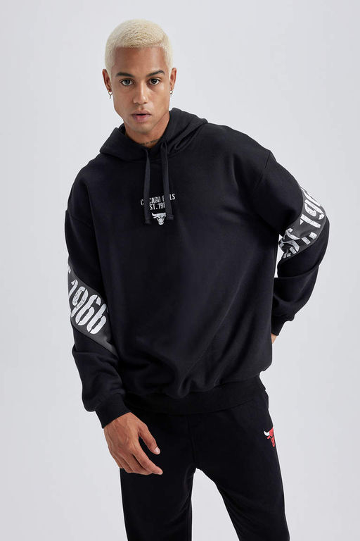DeFactoFit Толстовка свободного покроя с капюшоном NBA Chicago Bulls  фото 3