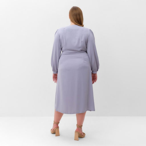 Платье женское миди MIST plus-size, серо-голубое, размер 52
