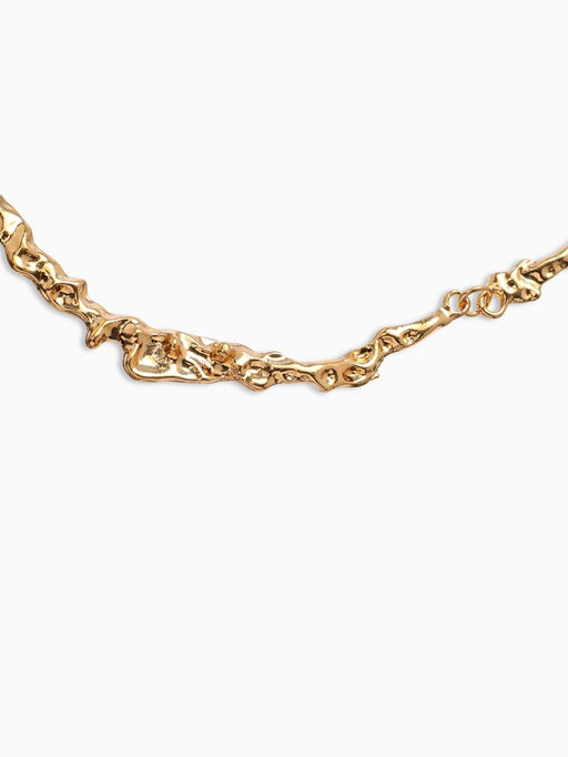 Колье Мятое тонкое, 35 см, цвет золото