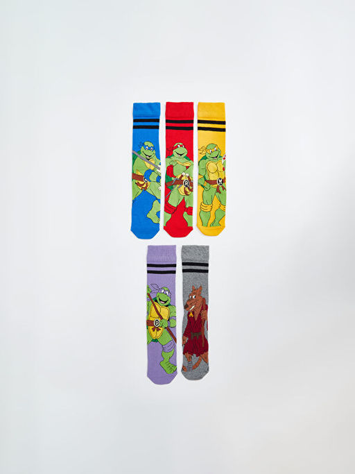 Ninja Kaplumba?alar Bask?l? Erkek Soket ?orap 5li - Waikiki фото 2