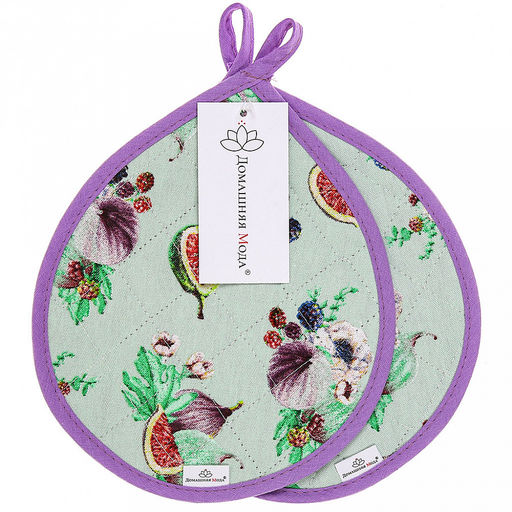 "Инжир К" Кухонный комплект: прихватка 20х25см "Капелька" - 2шт, хлопок "Премиум" 191г/м2 - хлопок 100%, наполнитель - ватин 280гр/м2, "Домашняя мода" (Россия)