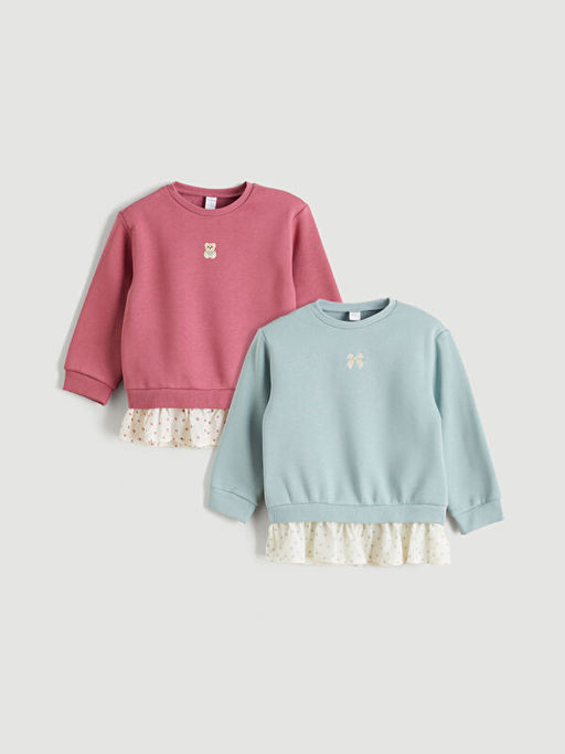 Nak??l? K?z ?ocuk Kal?n Sweatshirt 2li