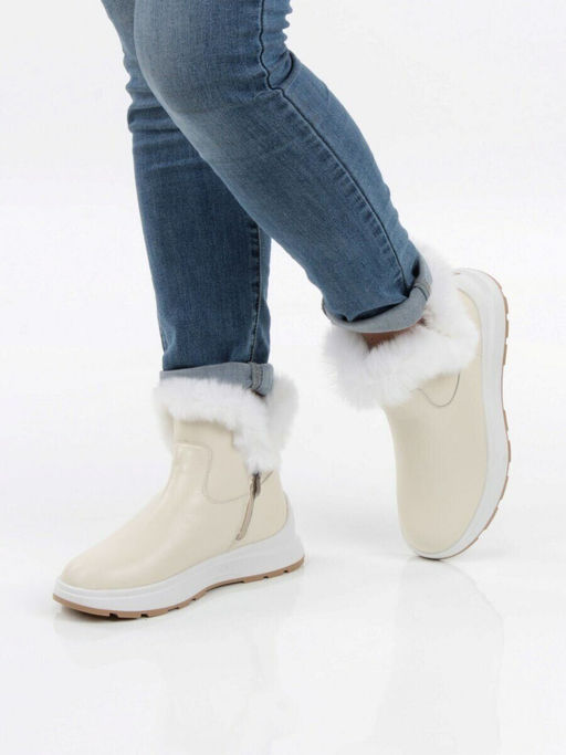 10-P2 BEIGE Ботинки зимние женские (натуральная кожа, нат. мех и шерсть)