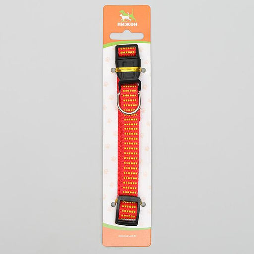 Ошейник рифленый, 40 х 1,5 см, красно-жёлтый - Пижон фото 3