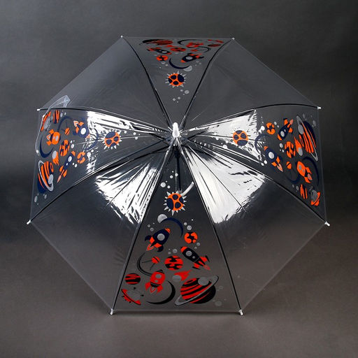 Зонт детский Космос полуавтомат прозрачный, d=90см - Funny toys фото 3