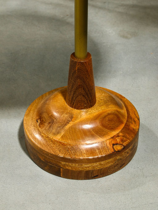 Столик кофейный, 35×35×55 см, манговое дерево, алюминий, коричневый