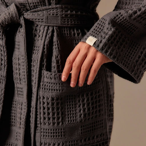 Халат вафельный женский SL HOME: Chess «Гри Сандре», размер S, хлопок 100%, тёмно-серый