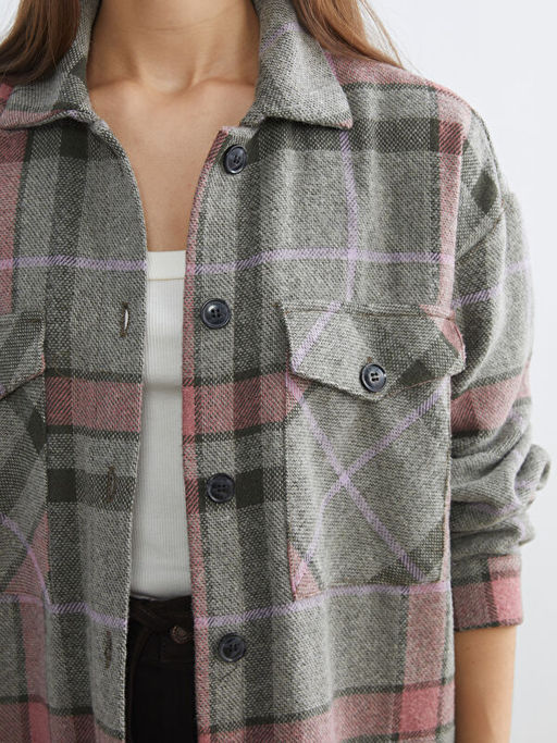 Ekose Oversize Kad?n Oduncu G?mlek Ceket