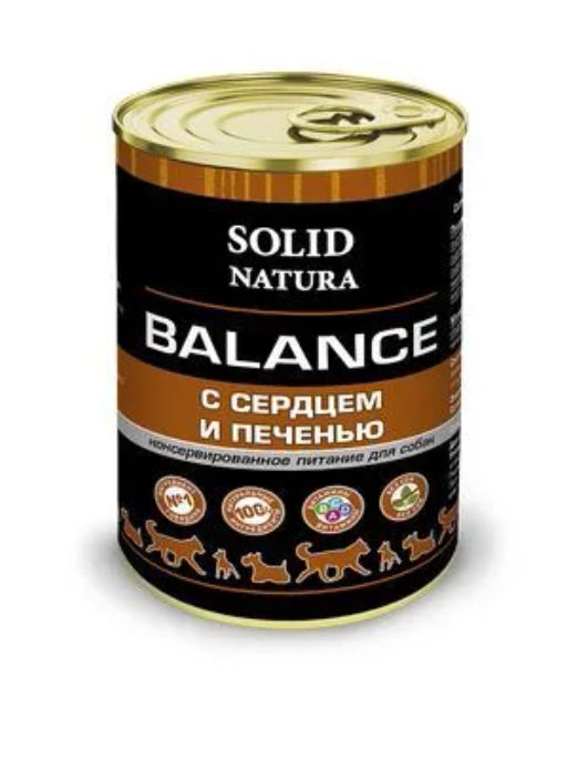 Solid Natura Balance д/соб. Сердце и печень 0,34 кг. ж/б ЦБ-00036643