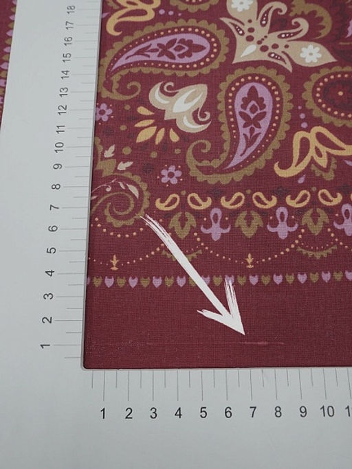 Ситец Восточные узоры (Гол. платок 0.95м*0.95м) цв.бордо, СОРТ2, ш.0.95м, хл-100%, раппорт 1.0м - Купава фото 3
