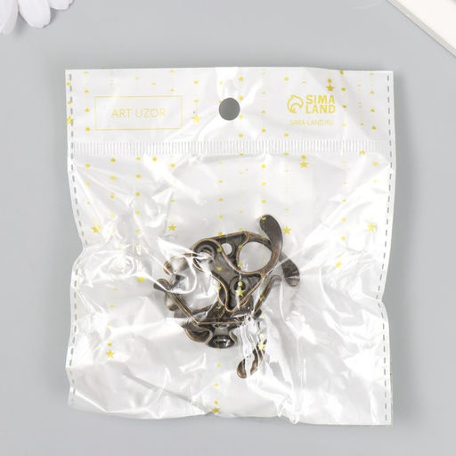 Крючок металл двойной, набор 4 шт., бронза, 4.5×3 см