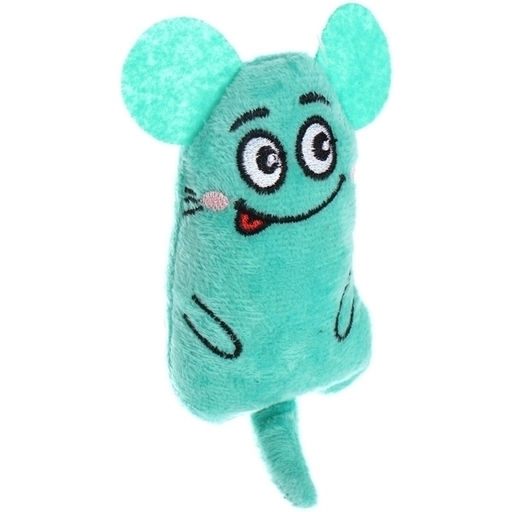 Цена за 3 шт. Игрушка для кошек мягкая "Мышка", цвет голубой, 14*5см/14гр (лейбл)