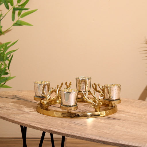 Подсвечник на 4 свечи Рожки, 30?30?10 см, алюминий