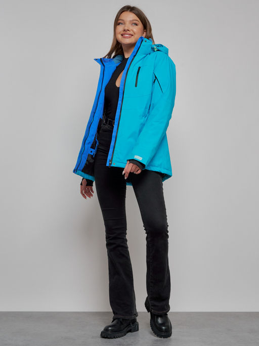 Горнолыжная куртка женская зимняя синего цвета 05S - Mtforce фото 11