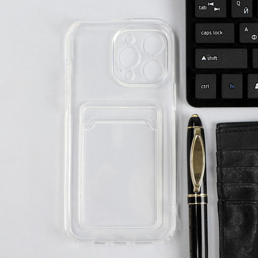 Чехол iBox Crystal, для телефона iPhone 14 Pro Max, силиконовый, кардхолдер, прозрачный