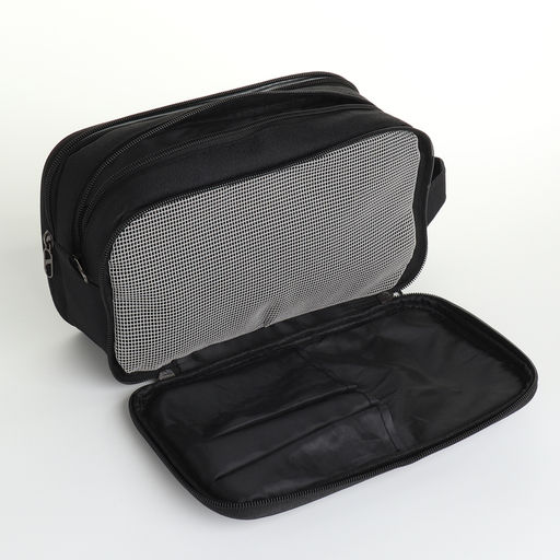 Косметичка дорожная на молнии с ручкой, с 3 отделами, Good trip, чёрная - Simaland фото 3