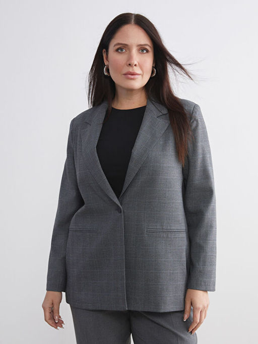 Ekose Kad?n Blazer Ceket