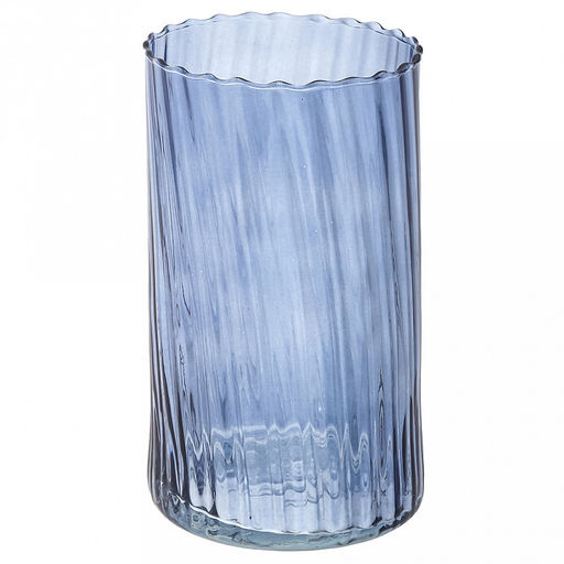 Ваза для цветов стеклянная "Иберетта" 1,72л, д12см, h20см, рифленная, форма "цилиндр", "Черничный Прованс" (Россия)