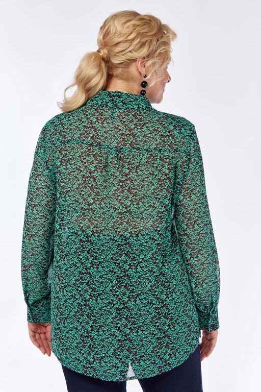 Блуза Элль стиль 2314а зеленый принт  фото 3