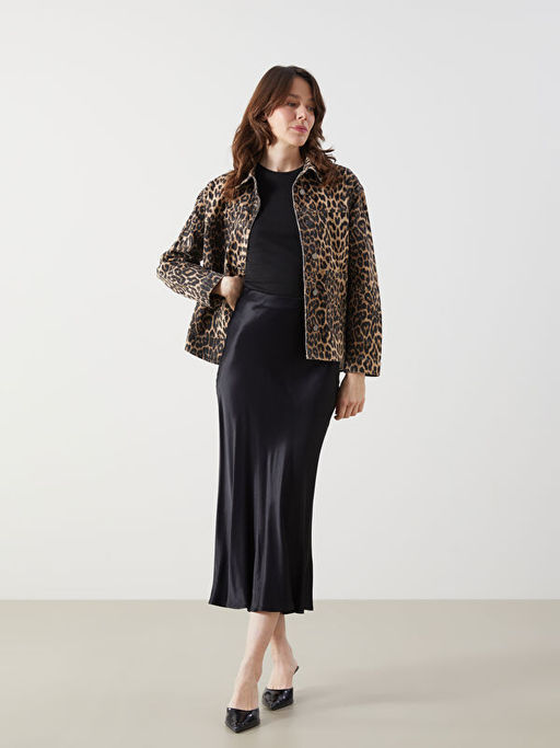 Standart Fit D?z A Kesim Saten Kad?n Etek