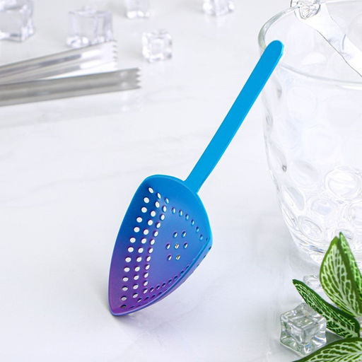 Стрейнер - ложка барная для крупных частиц Flume, нержавеющая сталь, синий, фиолетовый