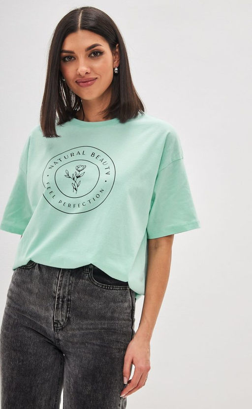 Футболка женская с принтом F312-03-771 ментоловая - Fine joyce фото 9