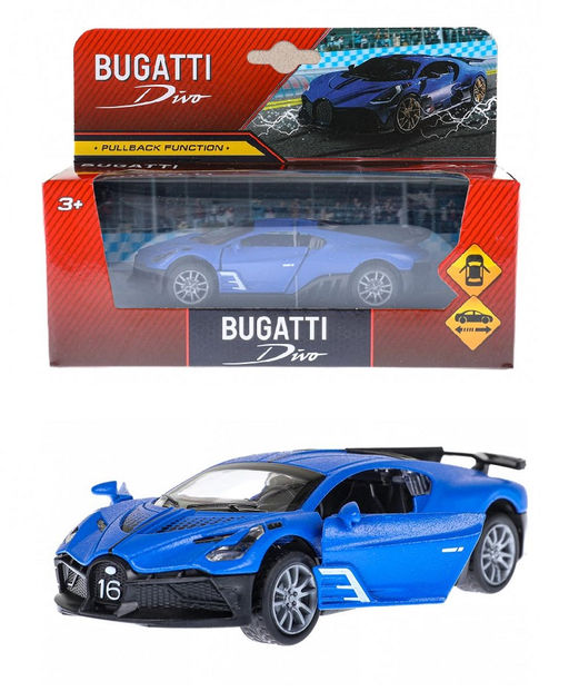 Технопарк. Машина металл "BUGATTI" 12 см, инерц., двери, в кор. арт.ST0038221K-W-R