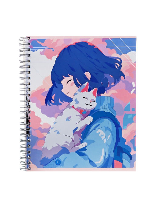 Набор тетрадей Calligrata «Аниме. Девочка с котом», 3 штуки, 96 листов, на гребне, обложка из мелованного картона