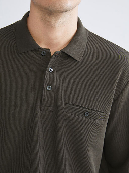 Polo Yaka Uzun Kollu Erkek Sweatshirt