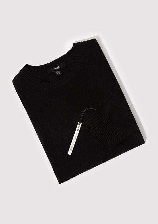 Bisiklet Yaka Siyah Kazak - Mavi фото 9