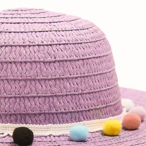 Шляпа с бомбошками для девочки MINAKU, фиолетовая, размер 50