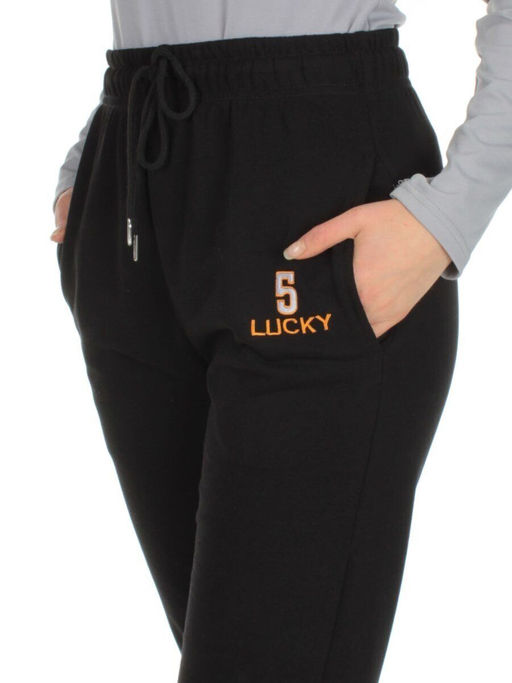 Q-02 BLACK Брюки спортивные женские (85% хлопок, 15% полиэстер)