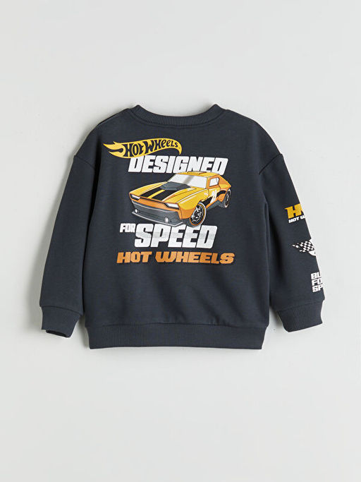 Bisiklet Yaka Hot Wheels Bask?l? Erkek ?ocuk Sweatshirt