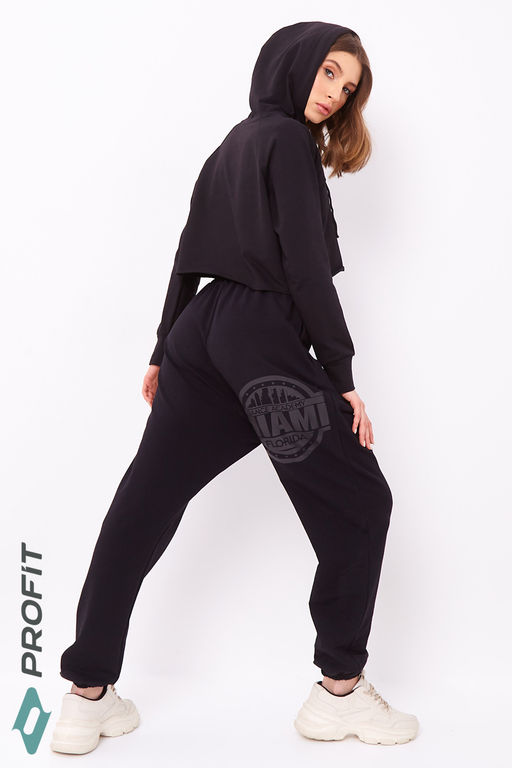 Штаны Майами черные, с черным принтом