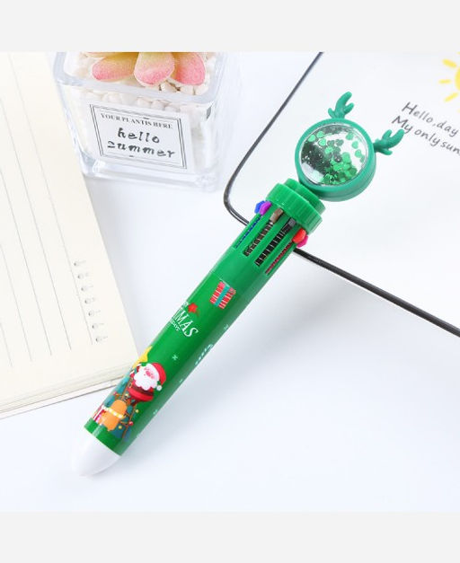 Ручка Новогодняя с блестками многоцветная 10 цветов 9046517