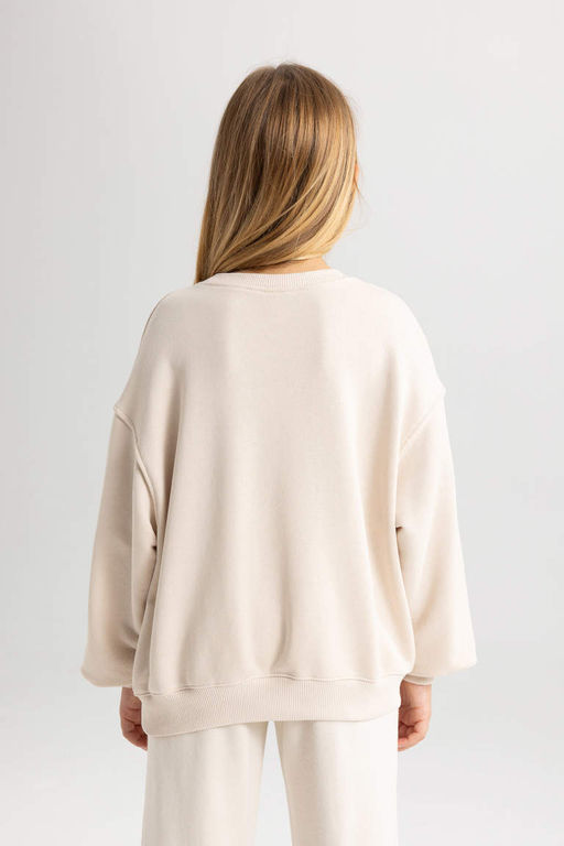 Толстовка оверсайз с принтом для девочек - Defacto фото 6