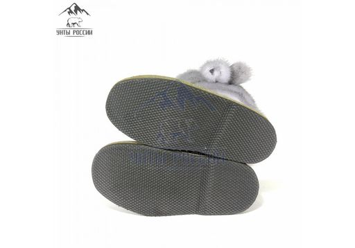 Детские унты, голубая норка, войлочная подошва