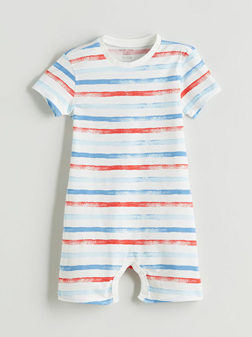 Bask?l? Erkek Bebek Penye Tulum 2li