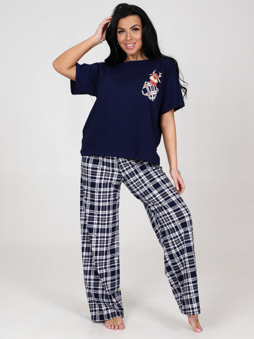 3021 ПИЖАМА БРЮКИ (Бежевая клетка) - А-дина фото 3