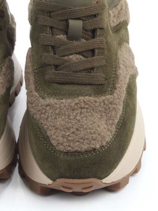 04-P118-2C GREEN Кроссовки демисезонные женские (натуральная замша, натуральная кожа, текстиль)