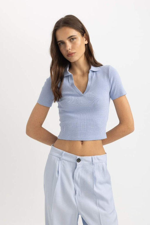 Футболка-поло приталенного кроя с короткими рукавами - Defacto фото 3