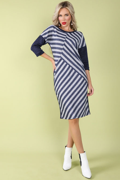 Платье Мадонна (полоска черника) - Эльза фото 2